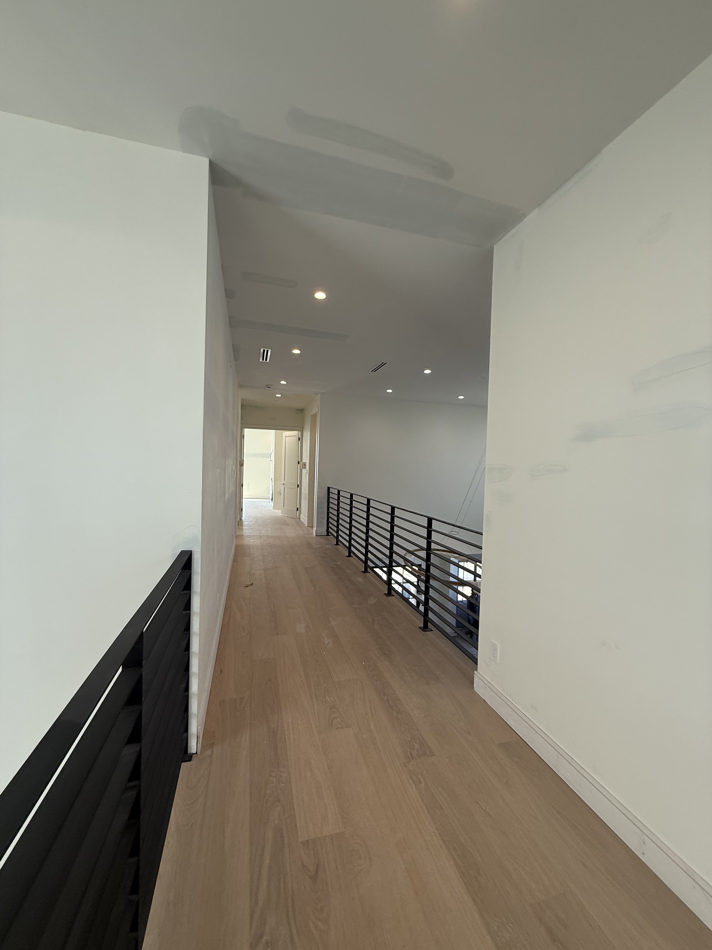 Upstairs hallway with white oak flooring